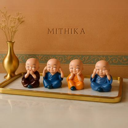 Happy Monk Figurines – Set of Four