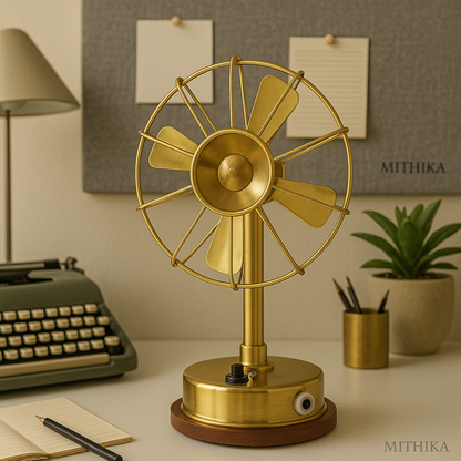 Brass Retro Functional Desk Fan – Vintage Finish Showpiece