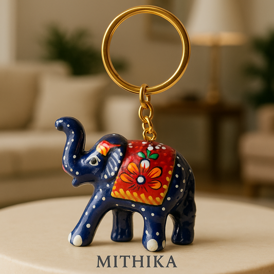 Hand-Painted Elephant Keychain – Royal Rajasthani Charm