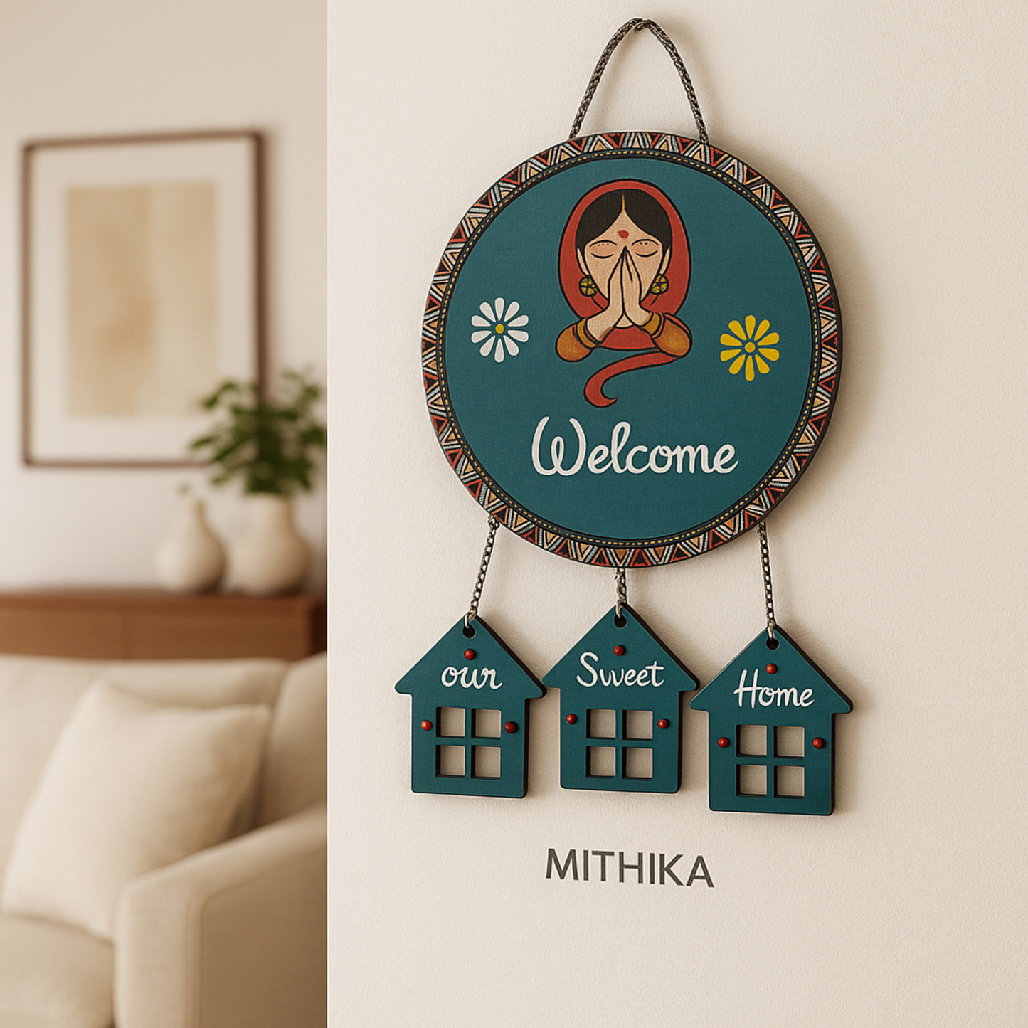 Welcome , Wall Hanging , Home Decor ,  Mithika , Gift , Gifting , Door hanging , Entrance