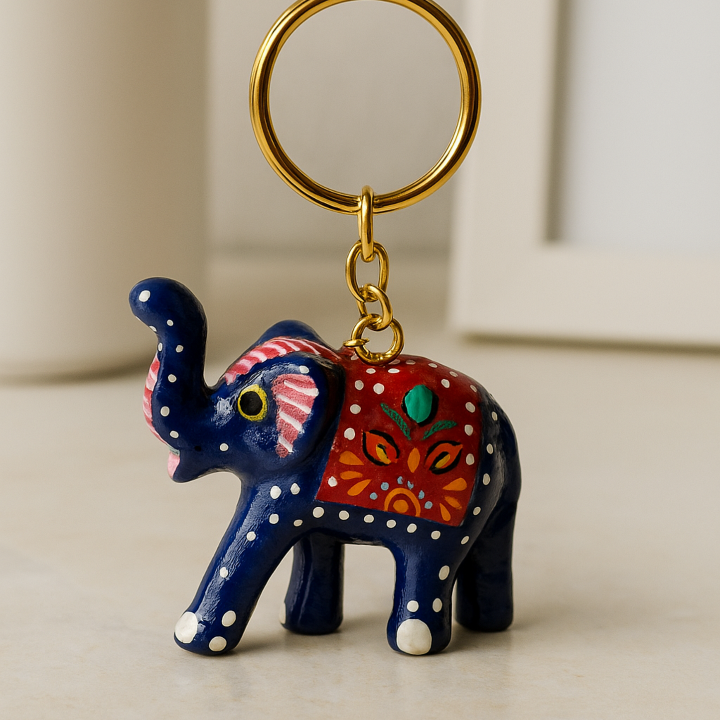 Hand-Painted Elephant Keychain – Royal Rajasthani Charm