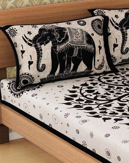Traditional Tree of Life Bedsheet Set | Majestic Elephant Print | 100% Cotton