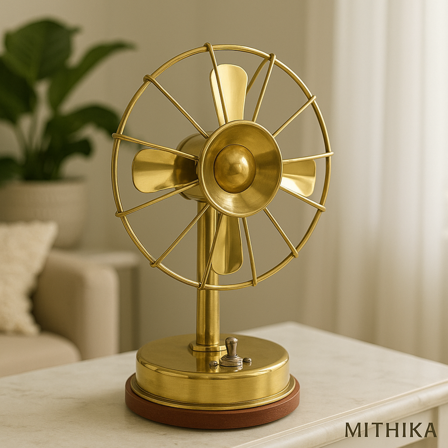 Brass Retro Functional Desk Fan – Vintage Finish Showpiece