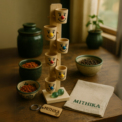 Wooden Marble Run Tower with Smiley Face Buckets