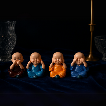 Happy Monk Figurines – Set of Four