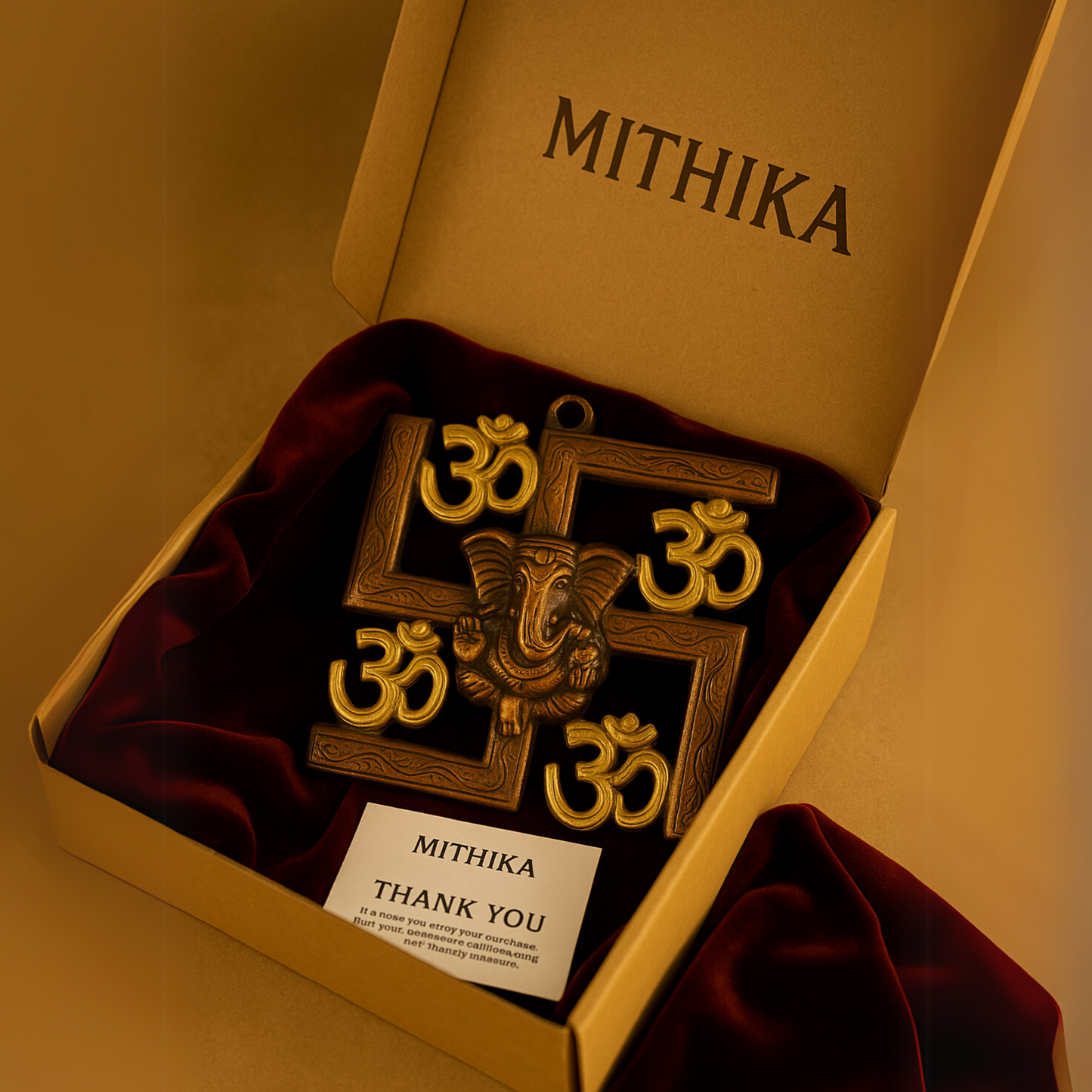 Swastik Ganesh Wall Décor – Royal Brass Elegance with Om Accents