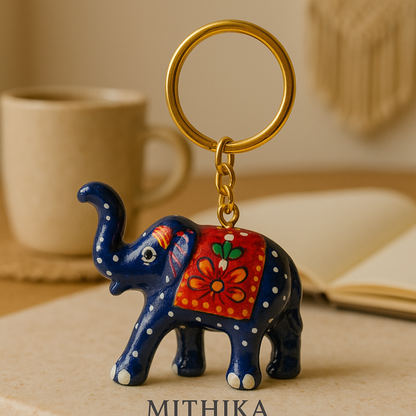 Hand-Painted Elephant Keychain – Royal Rajasthani Charm