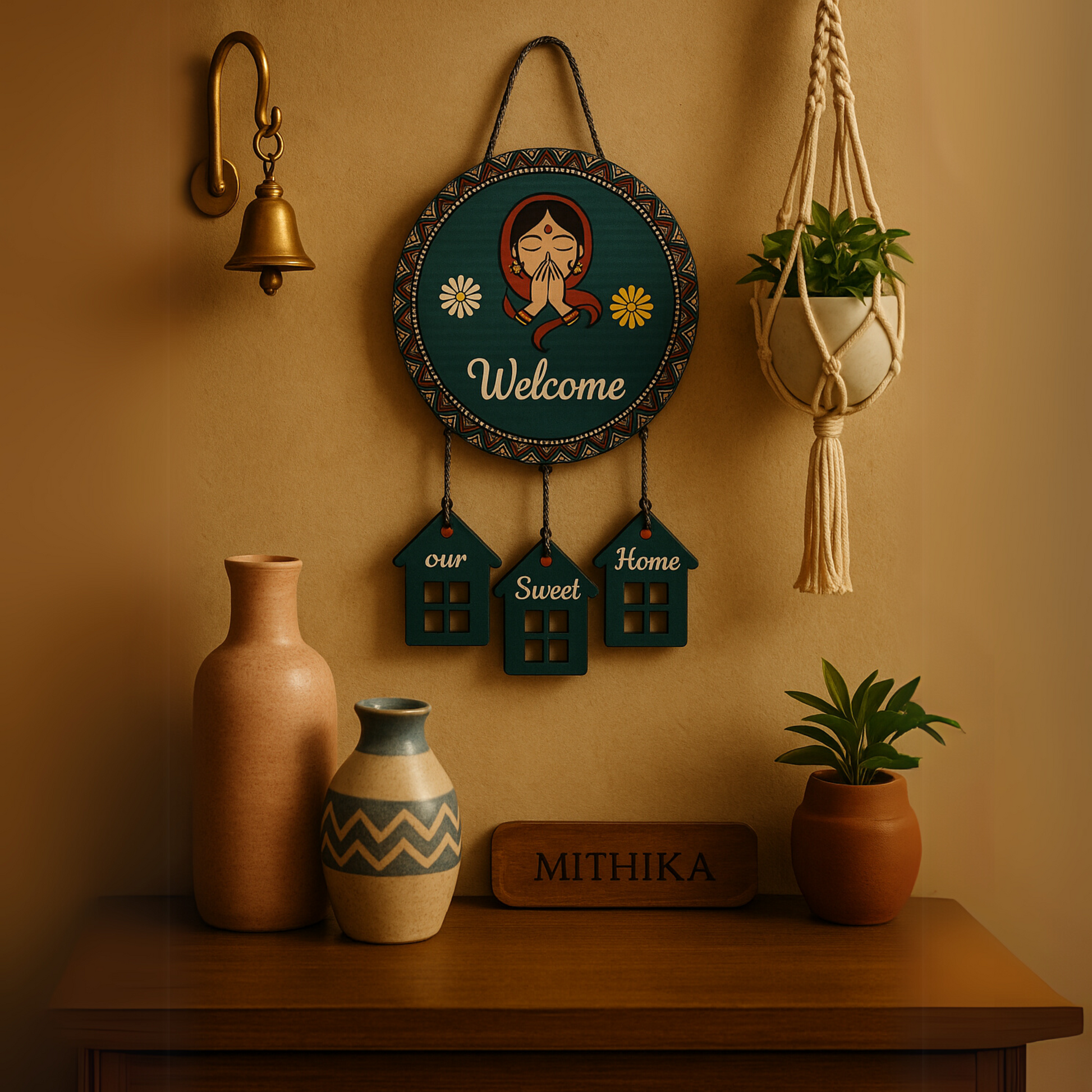 Welcome , Wall Hanging , Home Decor ,  Mithika , Gift , Gifting , Door hanging , Entrance