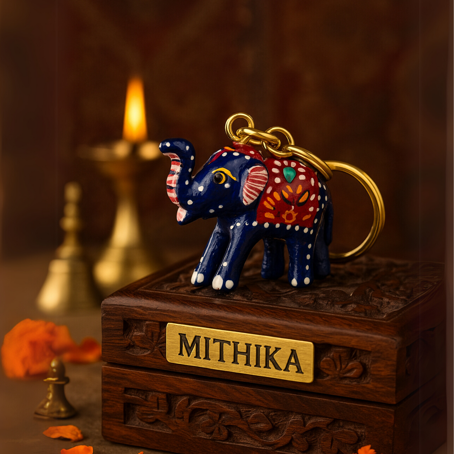 Hand-Painted Elephant Keychain – Royal Rajasthani Charm