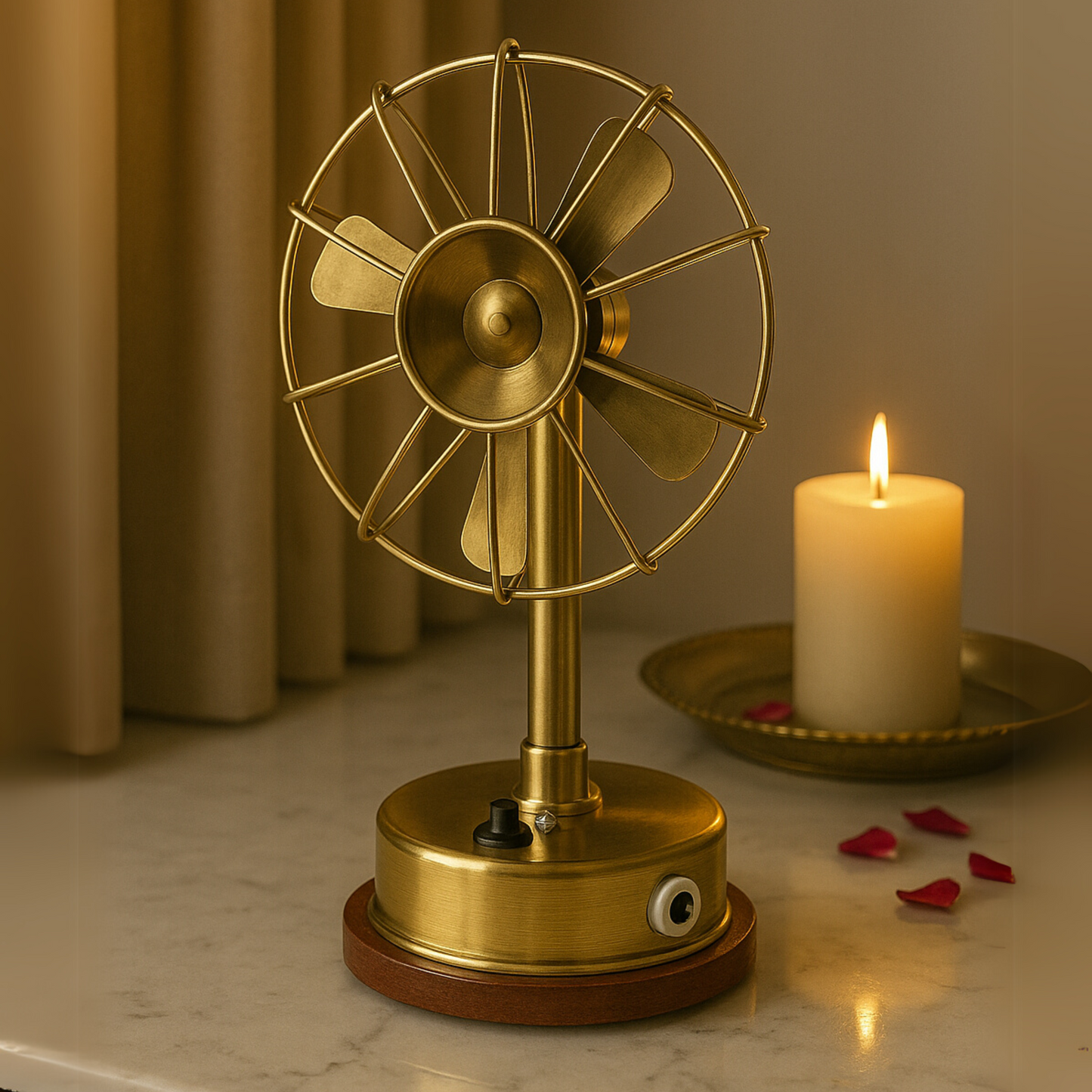 Brass Retro Functional Desk Fan – Vintage Finish Showpiece
