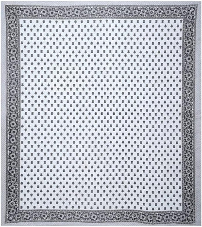 Monochrome Bloom – King Size Block Print Bedsheet Set