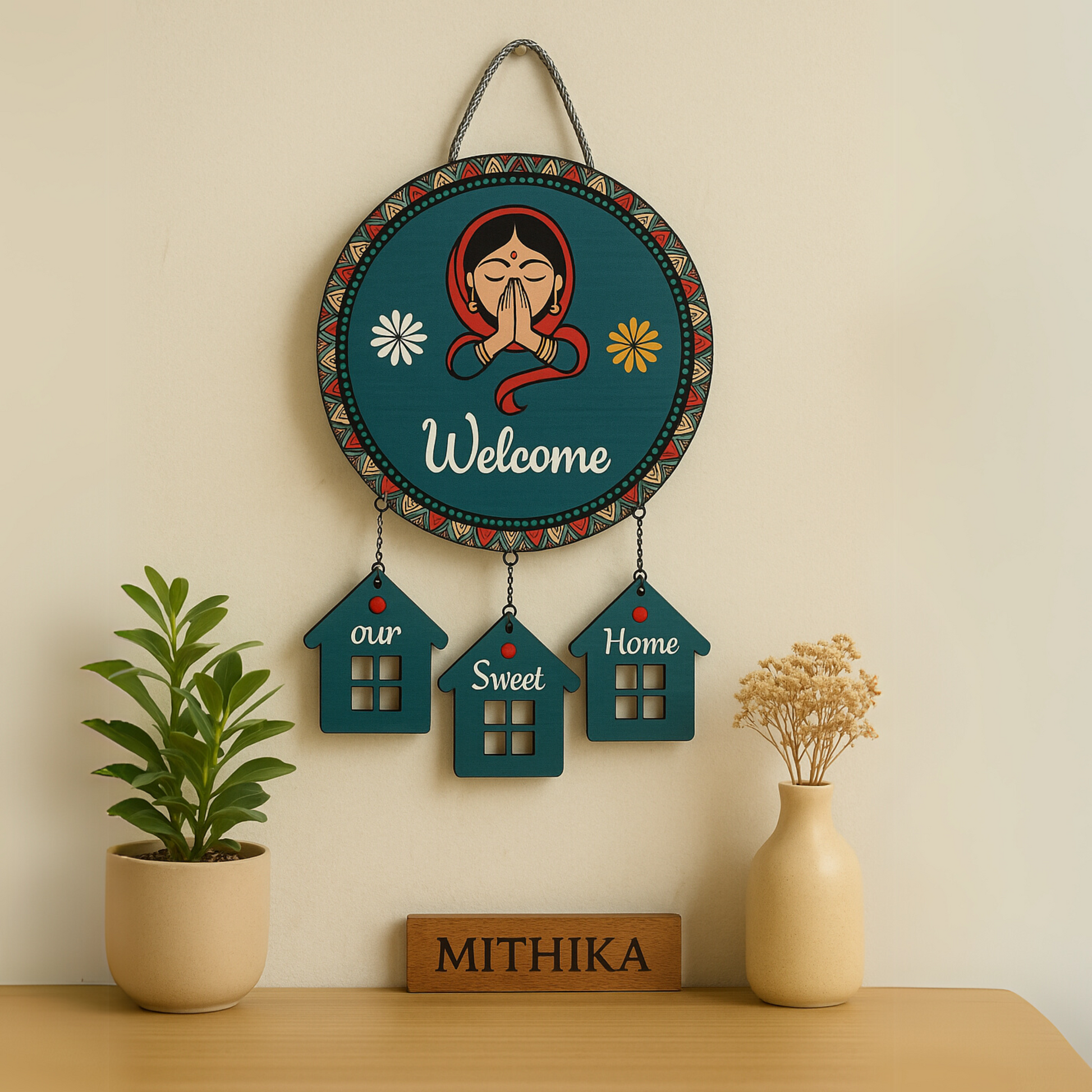 Welcome , Wall Hanging , Home Decor ,  Mithika , Gift , Gifting , Door hanging , Entrance