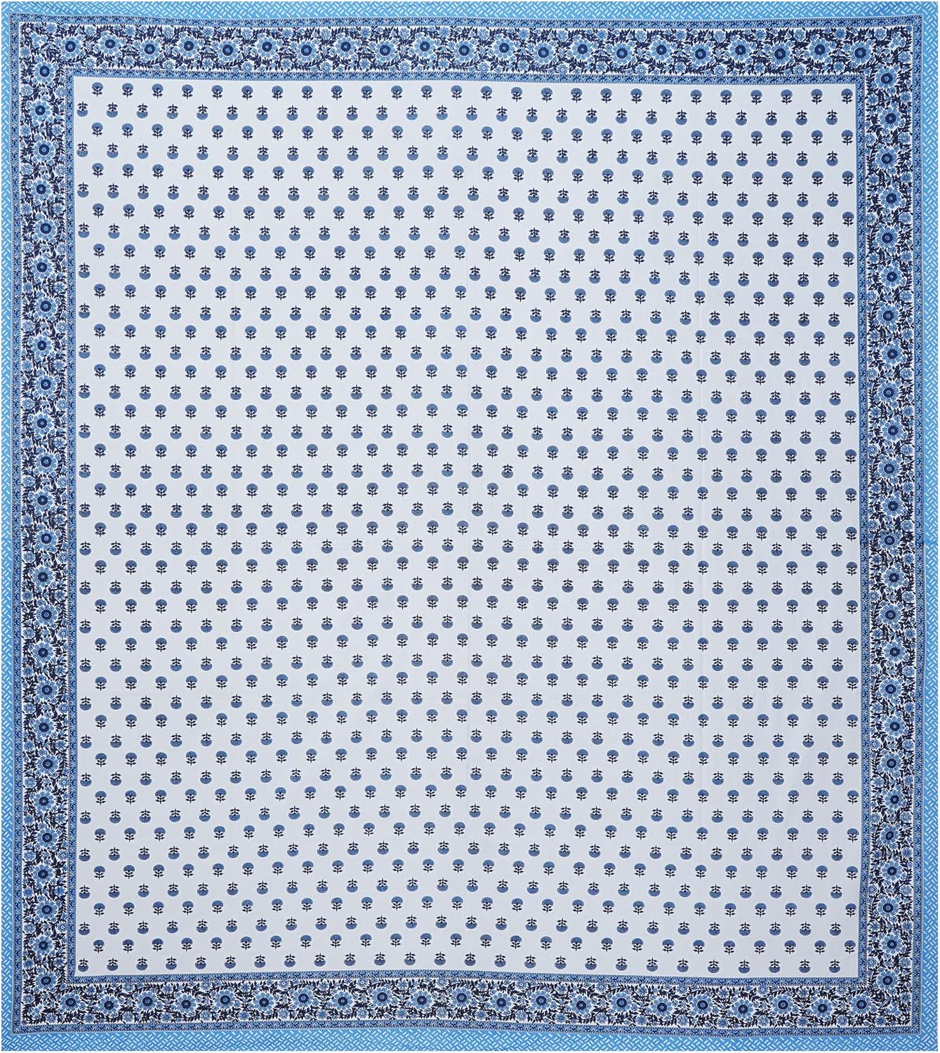Monochrome Bloom – King Size Block Print Bedsheet Set