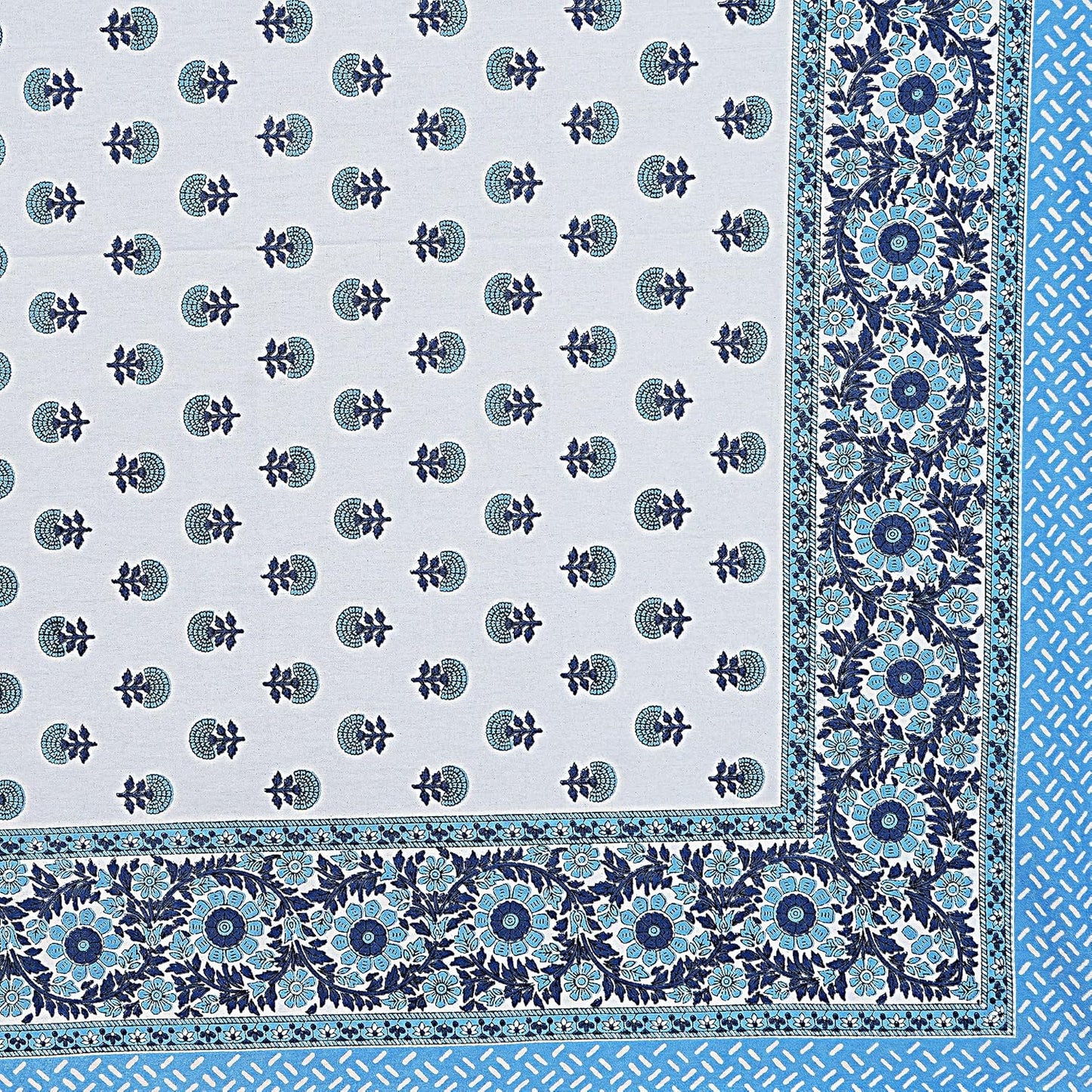 Monochrome Bloom – King Size Block Print Bedsheet Set