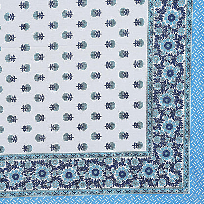 Monochrome Bloom – King Size Block Print Bedsheet Set