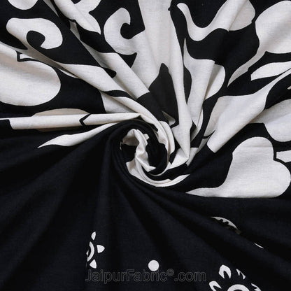 Black & White Tree of Life Bedsheet | Elephant Rajasthani Print | 100% Cotton