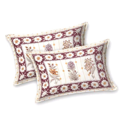 Handblock Printed Cotton Bedsheet Set | Traditional Jaipuri Floral Design