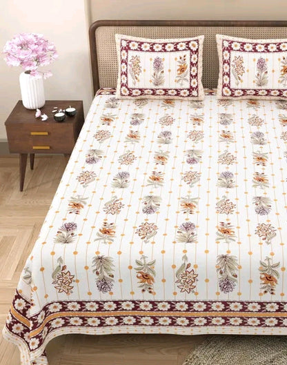 Handblock Printed Cotton Bedsheet Set | Traditional Jaipuri Floral Design