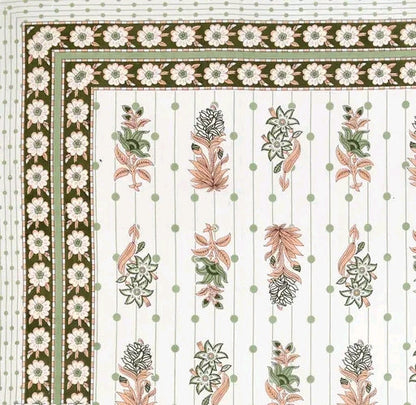 Handblock Printed Cotton Bedsheet Set | Traditional Jaipuri Floral Design