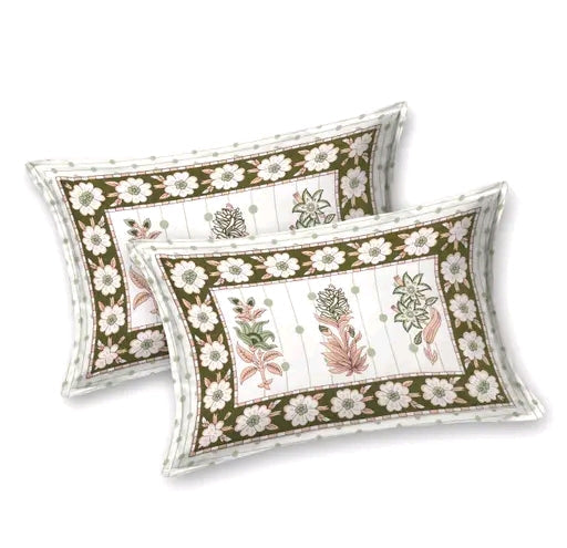 Handblock Printed Cotton Bedsheet Set | Traditional Jaipuri Floral Design
